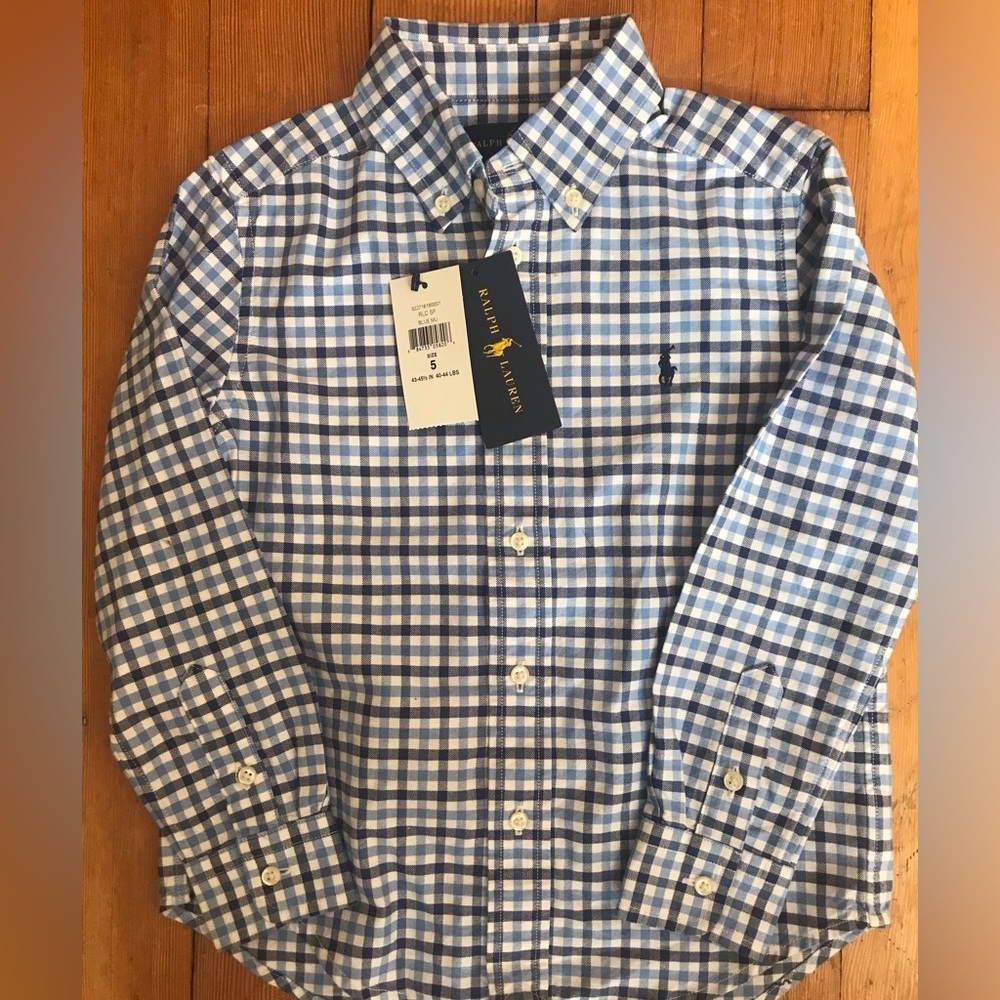 Boys long sleeve Ralph Lauren button down, size 5